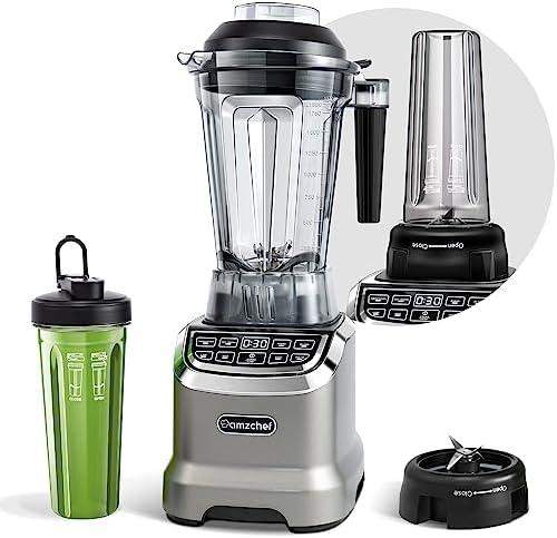 AMZCHEF Smoothie Countertop Blender, 1800 W Professional Blender for Kitchen AMZCHEF Smoothie Countertop Blender, 1800 W Professional Blender for Kitchen with 600ml Travel bottle, High-Speed Blender for Shakes, Smoothies, Ice Crushing, Frozen Fruits(Update)
