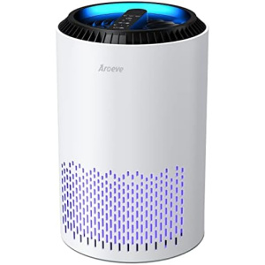 AROEVE Air Purifiers for Home, HEPA Air Purifiers Air Cleaner For Smoke Pollen Dander Hair Smell Portable Air Purifier with Sleep Mode Speed Control For Bedroom Office Living Room, MK01- White