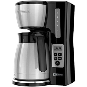BLACK+DECKER 12 Cup Thermal Programmable Coffee Maker with Brew Strength and VORTEX Technology, Black/Steel, CM2046S