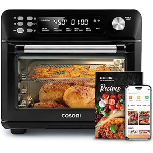 COSORI Toaster Oven Air Fryer Combo, 12-in-1, 26QT Convection Oven Countertop, with Toast, Bake, and Broil, Smart, 6 Slice Toast, 12'' Pizza, 75 Recipes&Accessories, Black