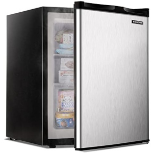 EUHOMY Upright freezer, 2.1 Cubic Feet, Single Door Compact Mini Freezer with Reversible Stainless Steel Door, Removable Shelves, Small freezer for Home/Dorms/Apartment/Office (Silver)