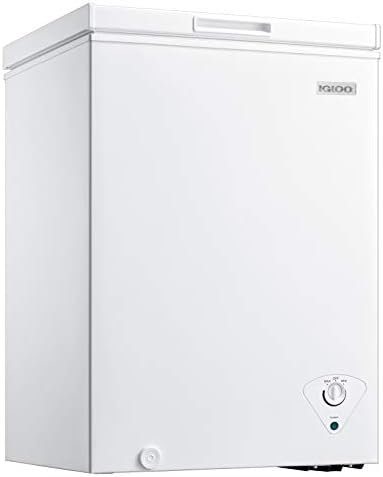 Igloo ICFMD35WH6A 3.5 Cu. Ft. Chest Freezer with Removable Basket, Igloo ICFMD35WH6A 3.5 Cu. Ft. Chest Freezer with Removable Basket, Free-Standing Door Temperature Ranges From-10° to 10° F, Front Defrost Water Drain, Perfect for Homes, Garages, Basements, RVs, White