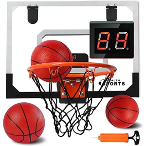 Over The Door Basketball Hoop with Electronic Scoreboard Indoor Basketball Hoop for Kids and Adults Bedroom Basketball Hoop Office Mini Hoop