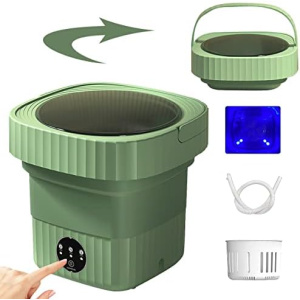 Portable Washing Machine, Foldable Mini Washing Machine for Socks, Baby Clothes, Towels, Underwear Or Delicate Items, Ideal for Apartment, Dorm, Camping, RV Travel and More (green)
