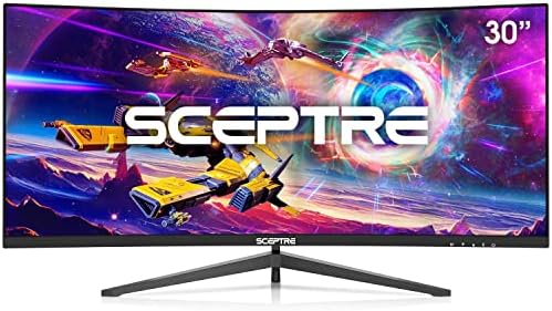 Sceptre 30-inch Curved Gaming Monitor 21:9 2560x1080 Ultra Wide/ Slim Sceptre 30-inch Curved Gaming Monitor 21:9 2560x1080 Ultra Wide/ Slim HDMI DisplayPort up to 200Hz Build-in Speakers, Metal Black (C305B-200UN1)