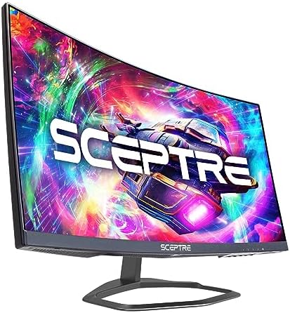 Sceptre Curved 24.5-inch Gaming Monitor up to 240Hz 1080p R1500 Sceptre Curved 24.5-inch Gaming Monitor up to 240Hz 1080p R1500 1ms DisplayPort x2 HDMI x2 Blue Light Shift Build-in Speakers, Machine Black 2023 (C255B-FWT240)