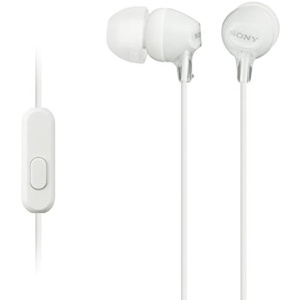 Sony MDREX15AP in-Ear Earbud Headphones with Mic, White