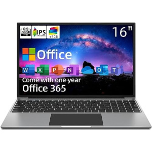 jumper Laptop, 16 Inch FHD IPS Display (16:10), Intel Celeron Quad Core CPU, 4GB DDR4 128GB Storage, Windows 11 Laptops Computer with Office 365 1-Year Subscription, Numeric Keypad, 4 Stereo Speakers.