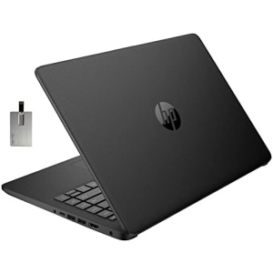 HP 2022 Stream 14" HD BrightView Laptop, Intel Celeron N4120, 4GB RAM, 64GB SSD, Intel HD Graphics, 720p Webcam, 1 Year Office 365, Black, Win 11 S, 32GB Snowbell USB Card