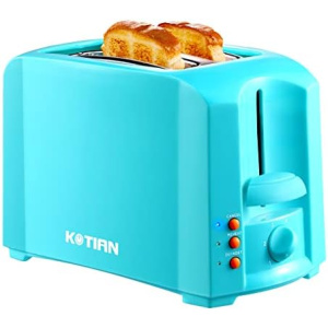 Toaster 2 Slice KOTIAN Compact Bread Toaster 6 Browning Settings,Cancel/Defrost/Reheat Function,Removable Crumb Tray,Turquoise Green,800W