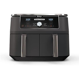 Ninja DZ401 Foodi 10 Quart 6-in-1 DualZone XL 2-Basket Air Fryer with 2 Independent Frying Baskets, Match Cook & Smart Finish to Roast, Broil, Dehydrate & More for Quick, Grey (Renewed)