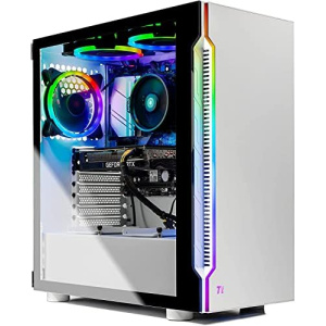 Skytech Gaming Archangel Gaming Computer PC Desktop – Ryzen 5 5600X 3.7GHz, RTX 3060 TI 8G, 1TB NVMe SSD, 16GB DDR4 3200MHz, RGB Fans, Windows 10 Home 64-bit, 802.11AC Wi-Fi, White