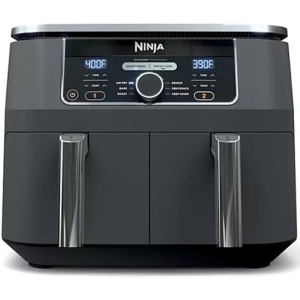 Generic Ninja® Foodi® 6-in-1 8-qt Air Fryer with 2 Baskets and DualZone™ Technology - Culinary Innovation for Cooking Multiple Foods Simultaneously, AD150 (Renewed), Black