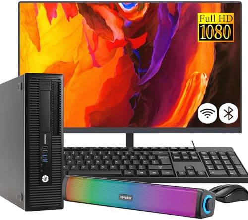 HP EliteDesk 800G1 SFF Desktop Computer Bussiness PC with 24" HP EliteDesk 800G1 SFF Desktop Computer Bussiness PC with 24" Full HD Monitor, Core i5-4590T, 16GB RAM, 256GB SSD with 1TB HDD, WiFi, Bluetooth, Win10 Pro (Renewed)