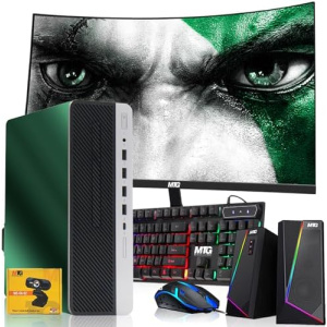 HP G3 Gaming Desktop, Green Edition – Intel Core i5 6th Gen | 16GB DDR4 Ram | 512GB SSD | GT 1030 | New 24 Inch Curved Monitors | Win 10 Pro – Computer Tower for PC Gamers (Renewed)