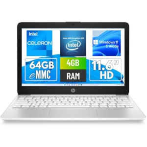 HP Stream Laptop 11-AK0053DX 11-Inch Intel Celeron N4120, Intel UHD Graphics 600, 4GB RAM, 64GB eMMC, Windows 11 Home in S mode, Diamond White (Renewed)