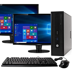 HP Elite 800G1 Desktop Computer Package - Intel Quad Core i5 3.3GHz, 16GB RAM, 240GB SSD 2TB HDD, Windows 10 Pro, Dual 19 inch Monitors, Keyboard, Mouse (Renewed)